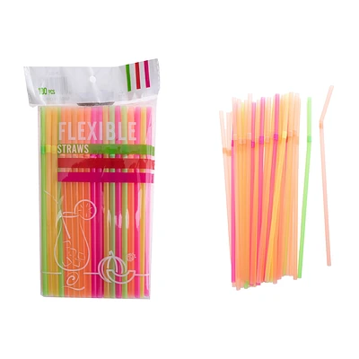 BOMBILLAS DE PLASTICAS FLEXIBLES FLUORESCENTES MULTICOLOR 21CM 100PCS - 1