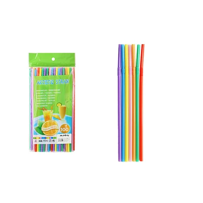 BOMBILLAS DE PLASTICAS FLEXIBLES MUTICOLORES 26CM 100PCS - 1