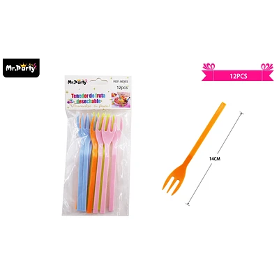 TENEDORES DE POSTRES COLORES SURTIDOS DE PASTELES 14CM 12PCS - 1
