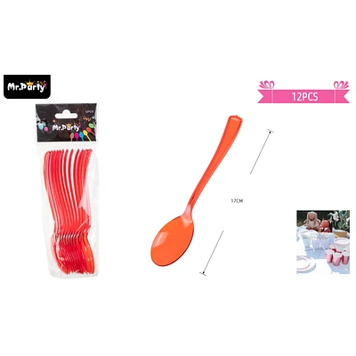 CUCHARAS ACRILICAS ROJO TRANSPARENTE 17CM 12PCS - 1