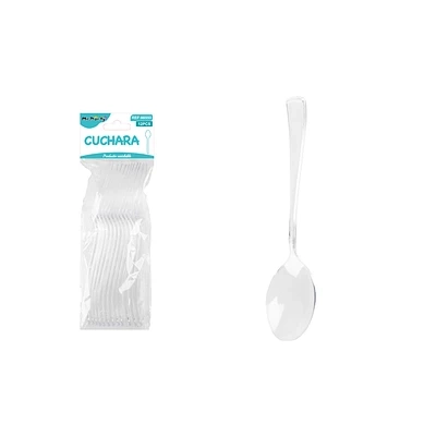 CUCHARAS ACRILICAS DESECHABLES TRANSPARENTE 18CM 12PCS - 1