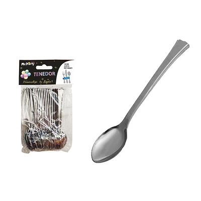 CUCHARAS DESECHABLES GRANDE PLATEADO 17CM 12PCS - 2
