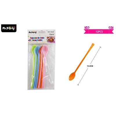 CUCHARAS DE FRUTAS COLORES SURTIDOS DE PASTELES 15.5CM 12PCS - 1