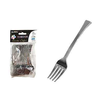 TENEDORES DESECHABLES PEQUEÑOS PLATEADO 10CM 25PCS - 2