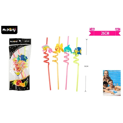 SET DE BOMBILLAS PLASTICAS DELFINES Y PECES 26CM 4PCS - 1