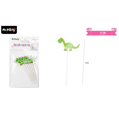 PALILLOS DECORATIVA DE DINOSAURIO 6PCS - 1