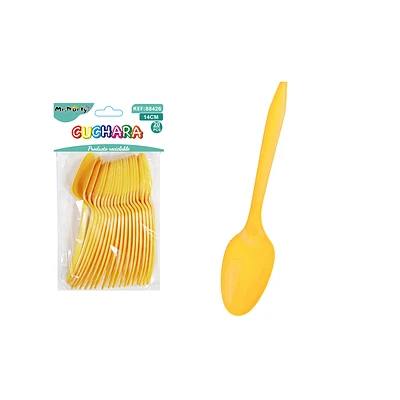 CUCHARAS PLASTICAS DESECHABLES DORADO 14CM 20PCS - 1