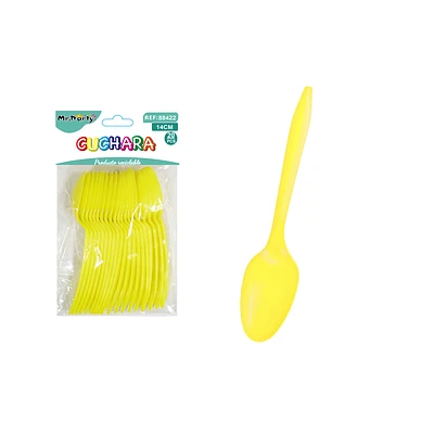 CUCHARAS PLASTICAS DESECHABLES AMARILLO 14CM 20PCS - 1