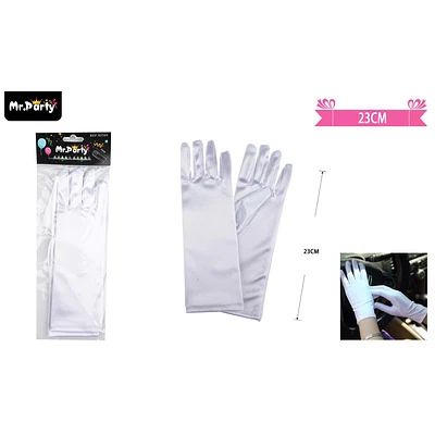 GUANTES CORTOS BLANCO DE COTILLON NIÑO 23CM - 1