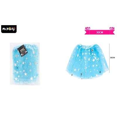 FALDA TUTU AZUL DE ESTRELLAS DE TRES CAPAS 30CM - 1