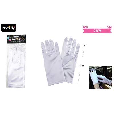 GUANTES CORTOS BLANCO DE COTILLON ADULTO 23CM - 1
