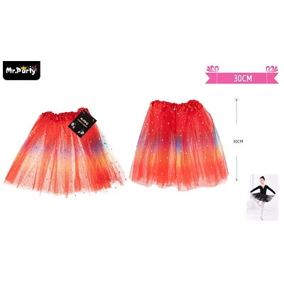 FALDA TUTU ROJO MULTICOLOR DE ESTRELLAS 30CM - 1