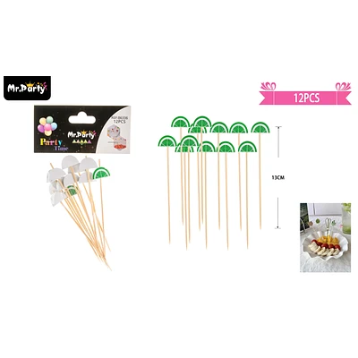 BROCHETAS PARA FRUTAS CON DISEÑO LIMAS 13CM 12 PCS - 1
