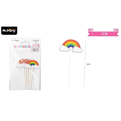 PALILLOS DECORATIVA DE ARCOIRIS 6PCS - 1