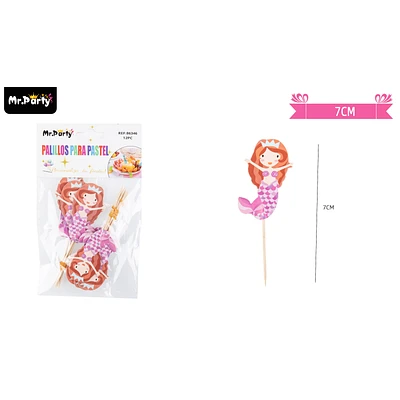 PALILLOS DECORATIVA DE SIRENAS 7CM 12PCS - 1