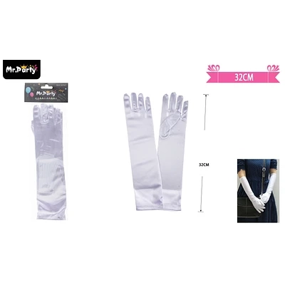 GUANTES LARGOS BLANCOS DE COTILLON NIÑO 32CM - 1