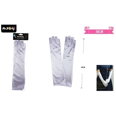 GUANTES LARGOS BLANCOS DE COTILLON ADULTO 38CM - 1