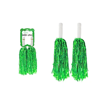 POMPONES PORRISTA VERDE HOLOGRAFICO 2PCS - 1