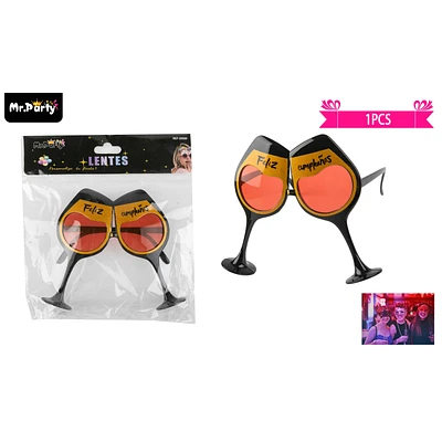 LENTES COTILLON FELIZ CUMPLEAÑOS DE COPAS 1PCS - 1