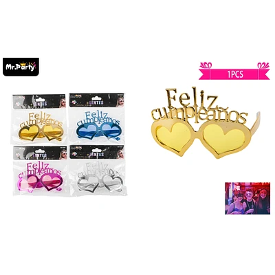 LENTES COTILLON CORAZON FELIZ CUMPLEAÑOS COLOR ALEATORIO 1PCS - 1