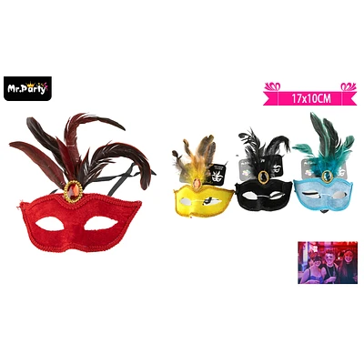 ANTIFAZ CON PLUMAS 17*10CM COLOR ALEATORIO - 1