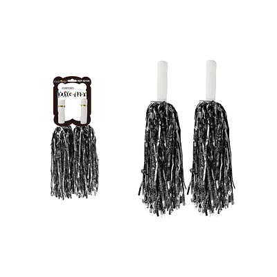 POMPONES PORRISTA NEGRO HOLOGRAFICO 2PCS - 1
