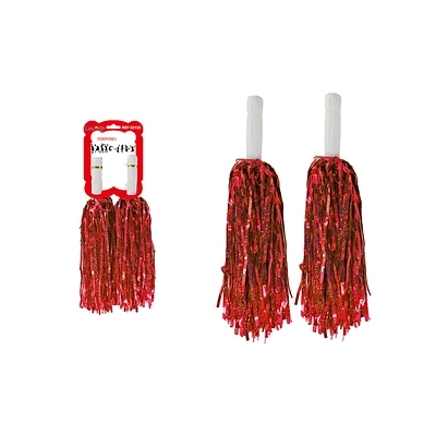 POMPONES PORRISTA ROJO HOLOGRAFICO 2PCS - 1