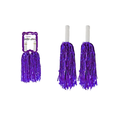 POMPONES PORRISTA MORADO HOLOGRAFICO 2PCS - 1