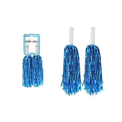 POMPONES PORRISTA CELESTE HOLOGRAFICO 2PCS - 1