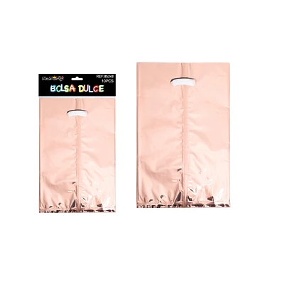BOLSAS METALIZADAS DORADO ROSA 16*25CM 10PCS - 1