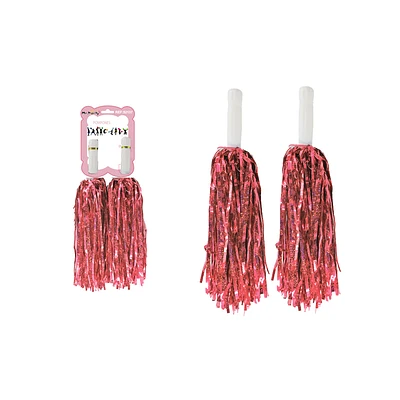 POMPONES PORRISTA DORADO ROSA HOLOGRAFICO 2PCS - 1