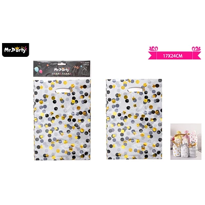 BOLSAS METALIZADAS ESTRELLA LUNARES NEGRO Y DORADO 17*24CM 10PCS - 1