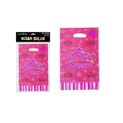 BOLSAS DE DULCES ROSADO CON CORONA 16*25CM 10PCS - 1