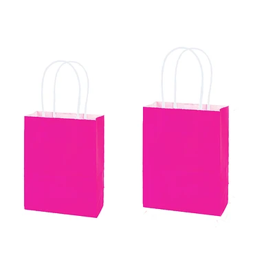 BOLSA DE PAPEL KRAFT MEDIANA FUCSIA 21*27*11CM 12PCS - 1