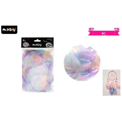 PLUMAS DECORATIVAS MULTICOLOR DE PASTEL 6G - 1