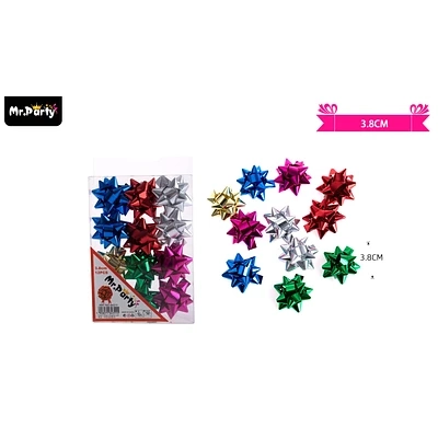 LAZOS ESTRELLA PARA REGALO COLORES SURTIDOS 3.8CM 12PCS - 1