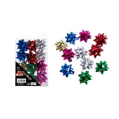LAZOS ESTRELLA PARA REGALO COLORES SURTIDOS 3.8CM 12PCS - 2