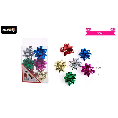 LAZOS ESTRELLA PARA REGALO COLORES SURTIDOS 5CM 6PCS - 1