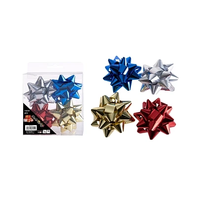 LAZOS ESTRELLA PARA REGALO COLORES SURTIDOS 7.6CM 4PCS - 1