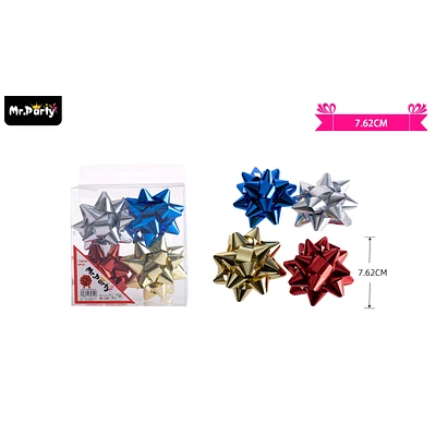 LAZOS ESTRELLA PARA REGALO COLORES SURTIDOS 7.6CM 4PCS - 2
