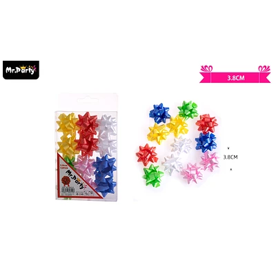 LAZOS ESTRELLA PARA REGALO COLORES SURTIDOS 3.8CM 12PCS - 1