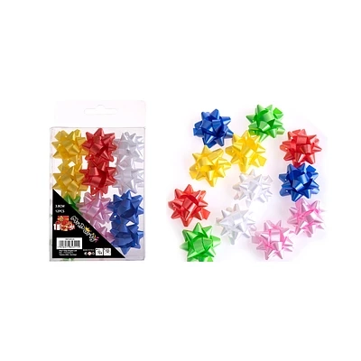 LAZOS ESTRELLA PARA REGALO COLORES SURTIDOS 3.8CM 12PCS - 2