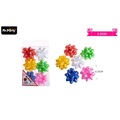 LAZOS ESTRELLA PARA REGALO COLORES SURTIDOS 6.3CM 6PCS - 1