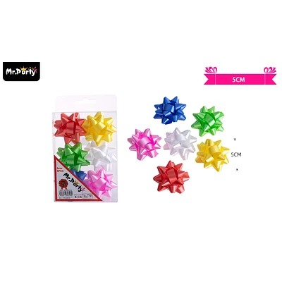 LAZOS ESTRELLA PARA REGALO COLORES SURTIDOS 5CM 6PCS - 1