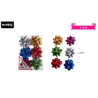 LAZOS ESTRELLA PARA REGALO COLORES SURTIDOS 6.3CM 6PCS - 1
