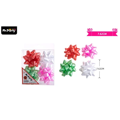LAZOS ESTRELLA PARA REGALO COLORES SURTIDOS 7.6CM 4PCS - 1