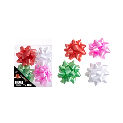 LAZOS ESTRELLA PARA REGALO COLORES SURTIDOS 7.6CM 4PCS - 2