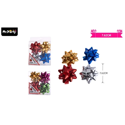 LAZOS ESTRELLA PARA REGALO COLORES SURTIDOS 7.6CM 4PCS - 1