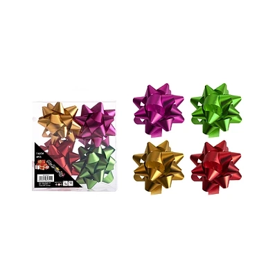 LAZOS ESTRELLA PARA REGALO COLORES SURTIDOS 7.6CM 4PCS - 2