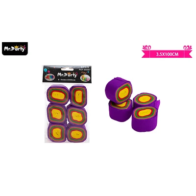 FESTON FINO DE FIESTA DECORATIVO MORADO/MULTICOLOR 3.5CM*10M 6PCS - 1